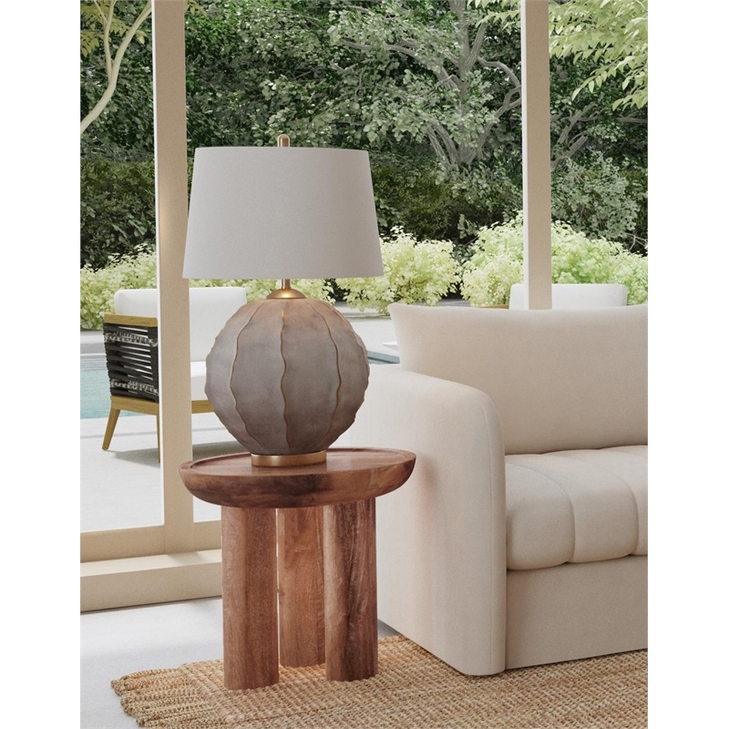 Pemberly Row Contemporary Natural Mango Wood Round End Table