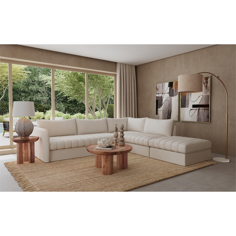 Pemberly Row Contemporary Natural Mango Wood Round End Table