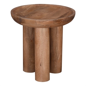 Pemberly Row Contemporary Natural Mango Wood Round End Table