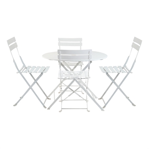 Pemberly Row 36&quot Round Bistro Table 5pc Set with 4 Chairs in White