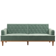 Pemberly Row Vintage Convertible Sofa Bed Futon in Teal Velvet