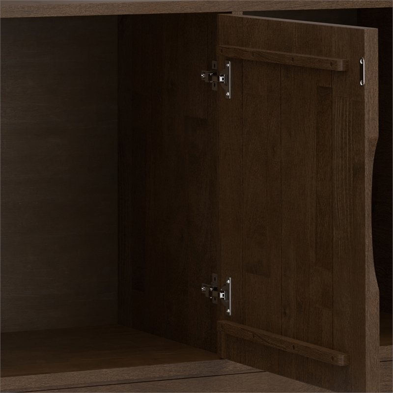 Pemberly Row 3-Door Solid Wood Sideboard Buffet/Storage in Walnut Brown