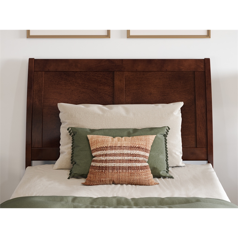 Pemberly Row Valencia Twin XL Low Profile Wood Platform Bed in Walnut