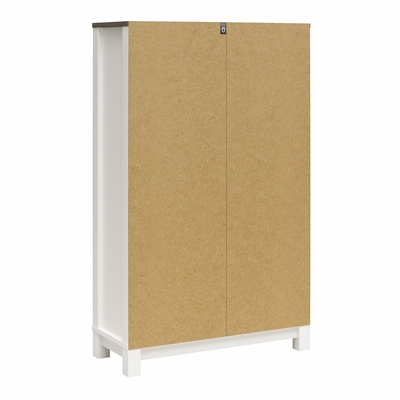 Pemberly Row Rustic Farmhouse Bookcase Cabinet - White w/Brown Oak