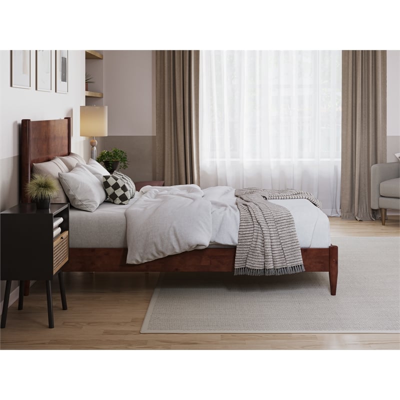 Pemberly Row Modern Full Wood Low Profile Platform Bed in Walnut
