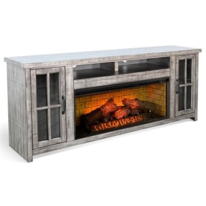 Pemberly Row Contemporary 76&quot Media Console with Electric Fireplace