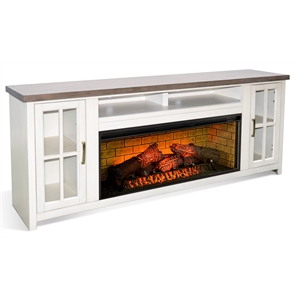 Pemberly Row Contemporary 76&quot Media Console with Electric Fireplace
