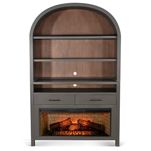 Pemberly Row 51.5&quot Wide Arch Bookcase with Electric Fireplace