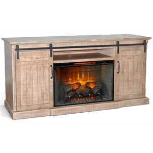 Pemberly Row 78&quot Barn Door Media Console with Electric Fireplace