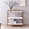 Pemberly Row Contemporary Mixed Metal and Wood Bookshelf in White/Gold