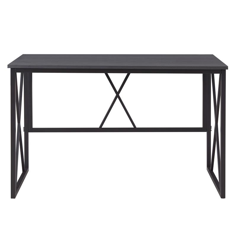 Pemberly Row Collapsible X Desk - Gray Herringbone/Matte Black