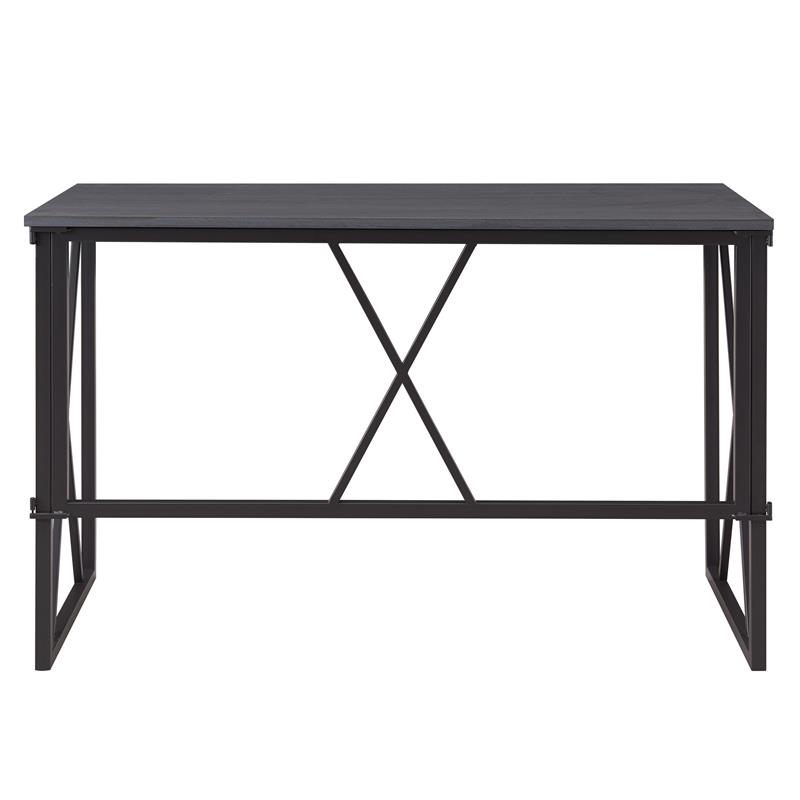 Pemberly Row Collapsible X Desk - Gray Herringbone/Matte Black
