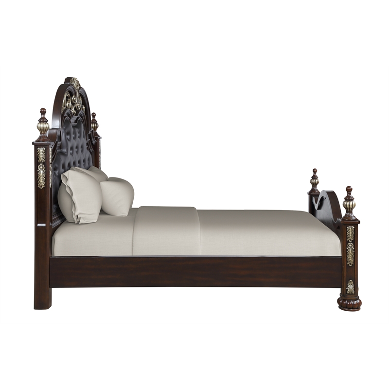Pemberly Row Modern Contemporary Solid Wood Queen Bed in Brown