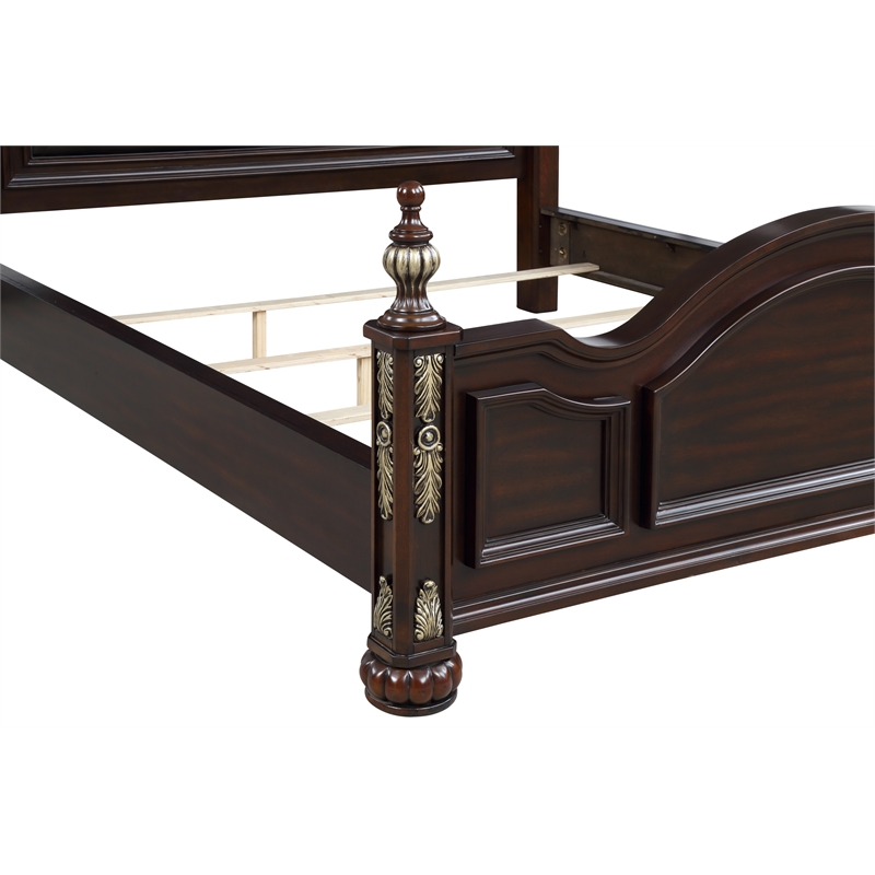 Pemberly Row Modern Contemporary Solid Wood Queen Bed in Brown