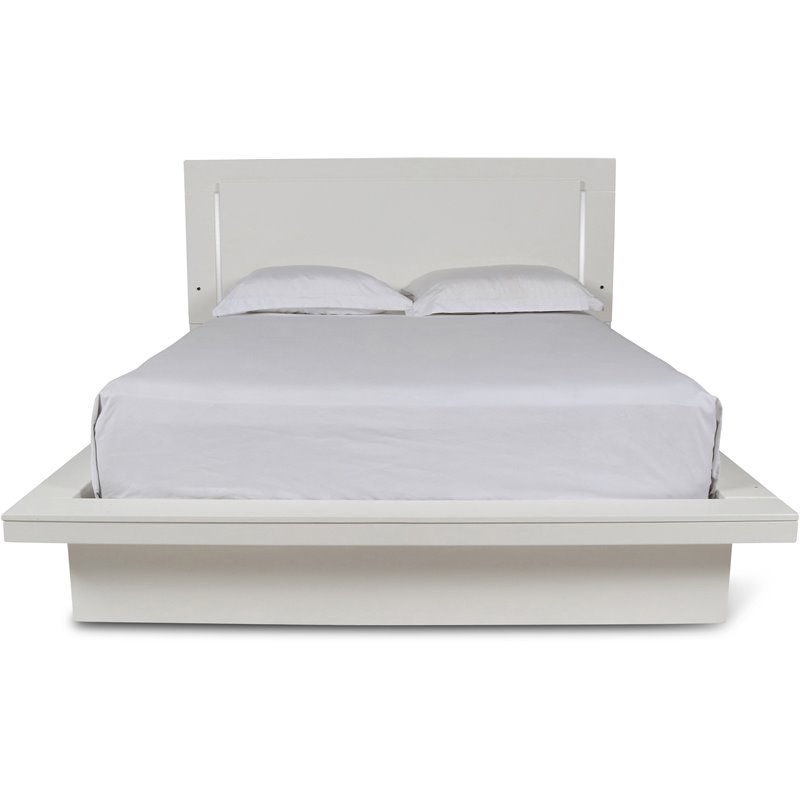 Pemberly Row Modern Contemporary Solid Wood Queen Bed in White