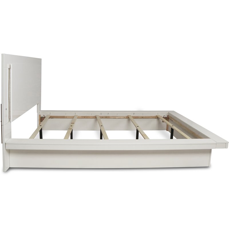 Pemberly Row Modern Contemporary Solid Wood Queen Bed in White