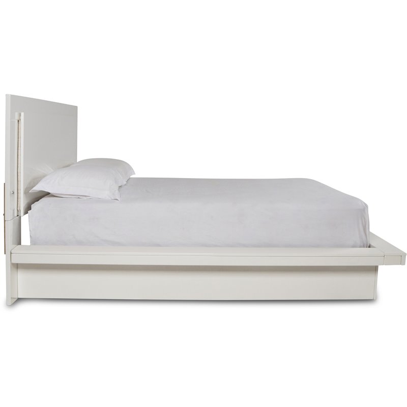 Pemberly Row Modern Contemporary Solid Wood Queen Bed in White