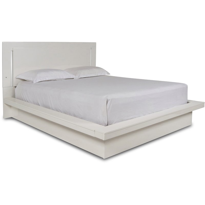 Pemberly Row Modern Contemporary Solid Wood Queen Bed in White