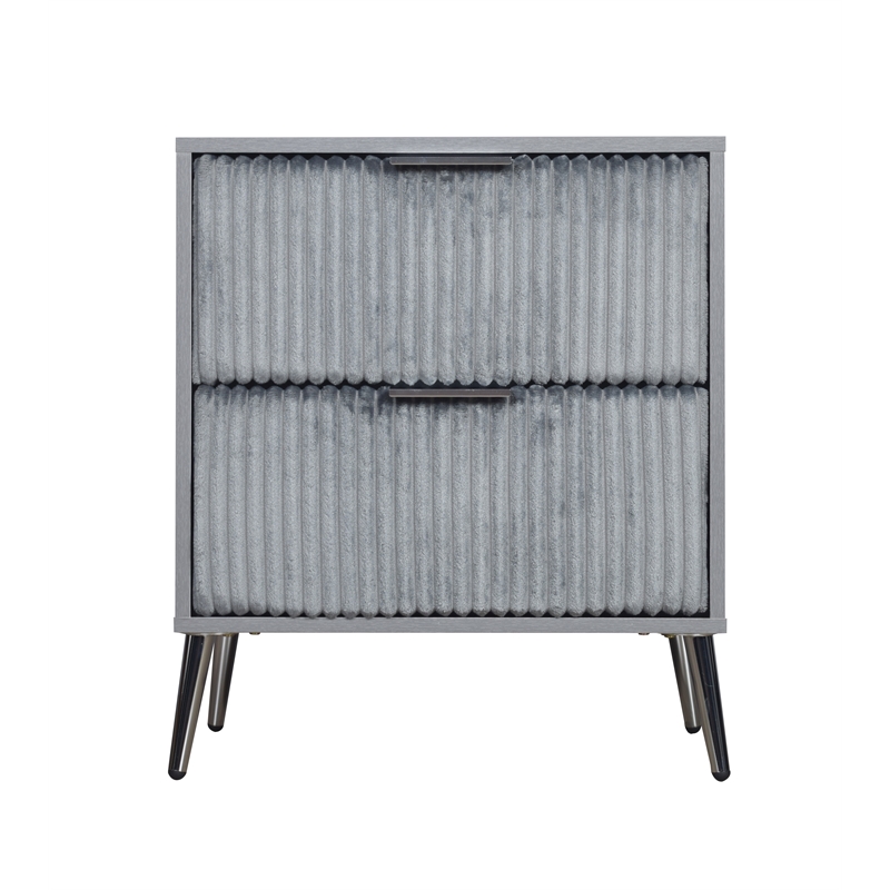 Pemberly Row Modern Contemporary Wood 2-Drawer Nightstand in Gray