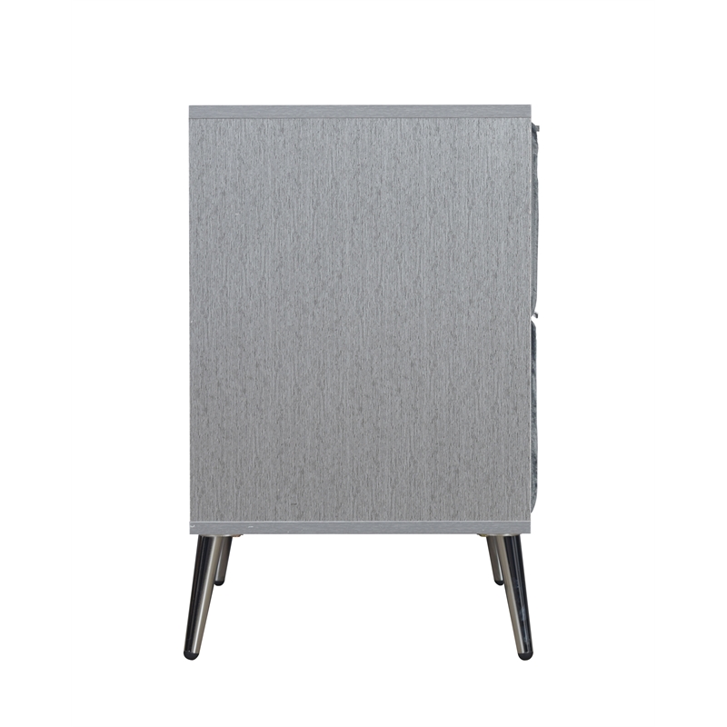 Pemberly Row Modern Contemporary Wood 2-Drawer Nightstand in Gray