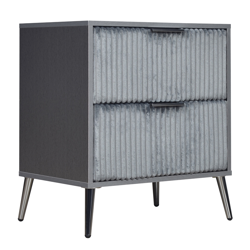 Pemberly Row Modern Contemporary Wood 2-Drawer Nightstand in Gray
