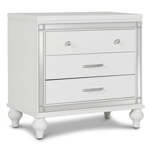 Pemberly Row Contemporary Solid Wood 3-Drawer Nightstand in White