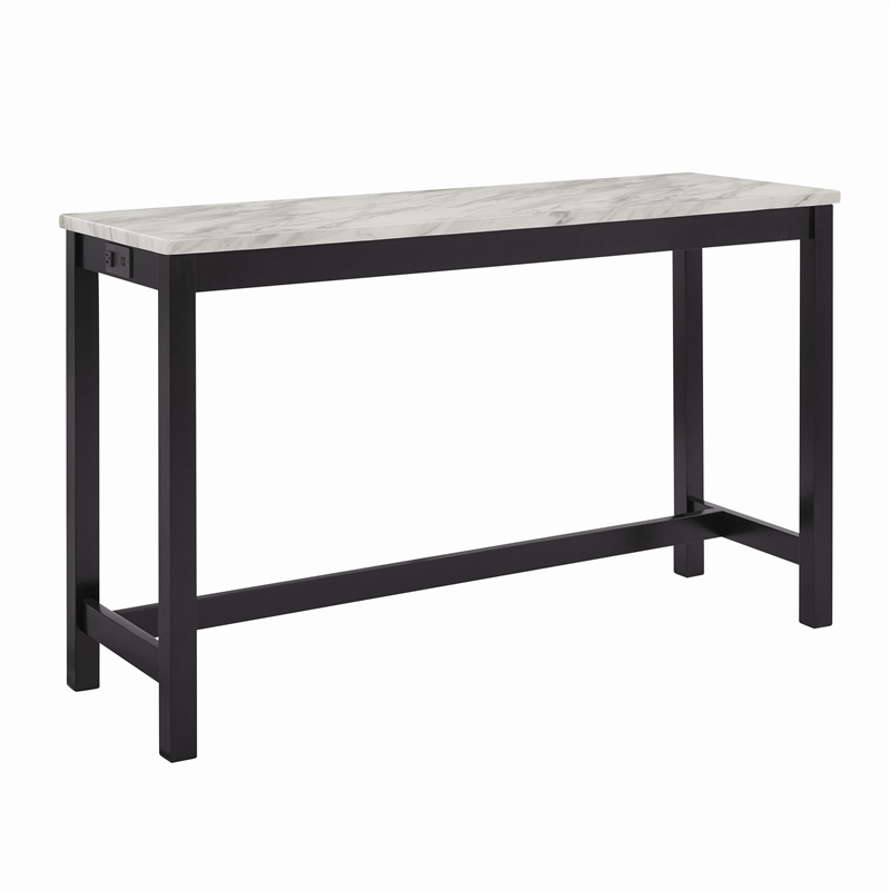 Pemberley Row Faux Marble Gray Bar Table Set Rectangular Heat Resistant 60