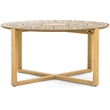 Pemberly Row Floral Designed Top & Cross-style Base Wood Coffee Table in Natural