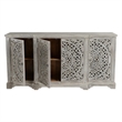Pemberly Row 4-Door Transitional Mango Wood Sideboard in Gray