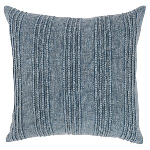Pemberly Row 22x22&quot Stripe 100 Percent Cotton Throw Pillow in Blue