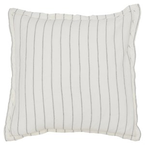 Pemberly Row 26x26&quot Stripe Linen and Solid Cotton Euro Sham in Ivory