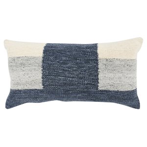 Pemberly Row 14x26&quot Viscose and Polyester Fabric Throw Pillow in Blue