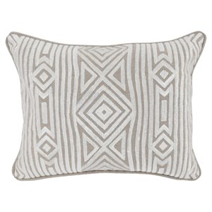 Pemberly Row 12x16&quot Transitional Cotton and Linen Pillow in Ivory/Beige