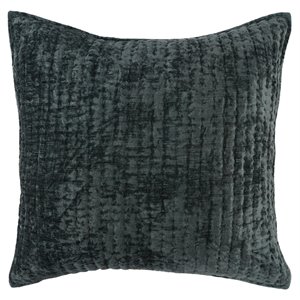 Pemberly Row 26x26&quot Rayon Velvet and Solid Cotton Euro Sham in Bay Green