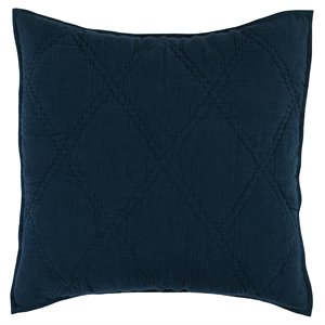 Pemberly Row 26x26&quot Belgian Flax Linen Fabric Euro Sham in Midnight Blue