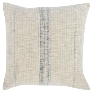 Pemberly Row 22x22&quot Square Cotton and Linen Throw Pillow in Natural/Black