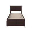 Pemberly Row Twin XL Wood Platform Bed with Footboard & TXL Trundle in Espresso