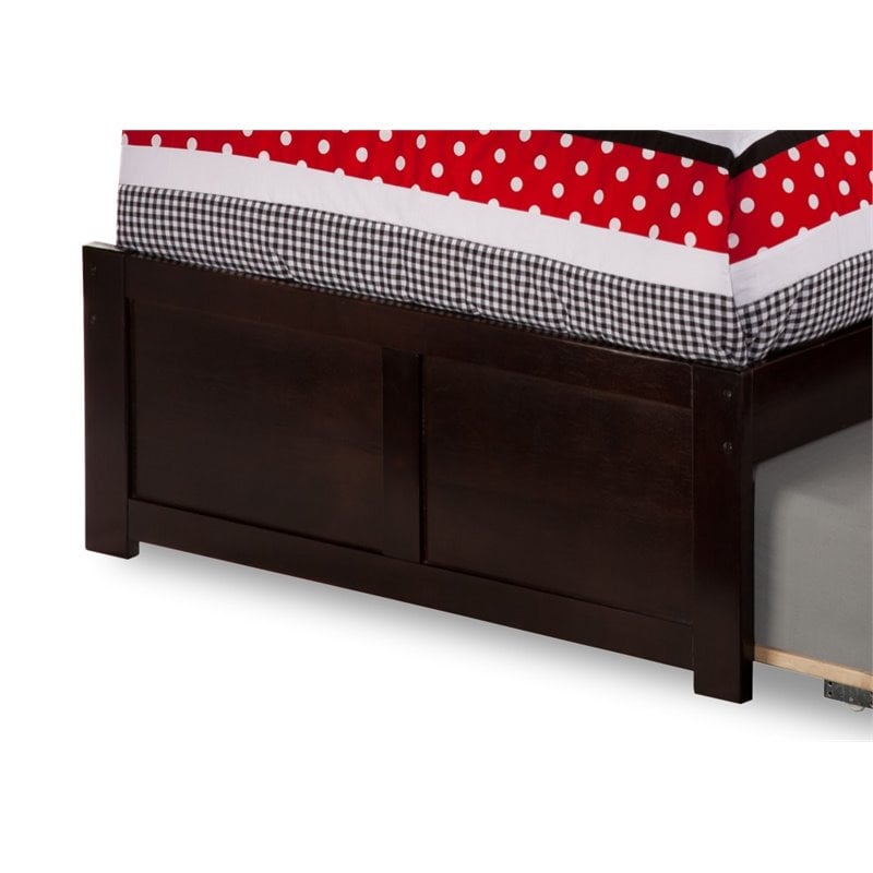 Pemberly Row Twin XL Wood Platform Bed with Footboard & TXL Trundle in Espresso