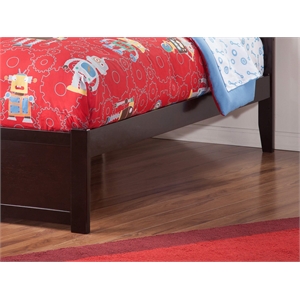 Pemberly Row Twin XL Platform Bed with Footboard & Twin XL Trundle in Espresso