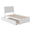 Pemberly Row Twin XL Wood Platform Bed with Footboard & Twin XL Trundle in White
