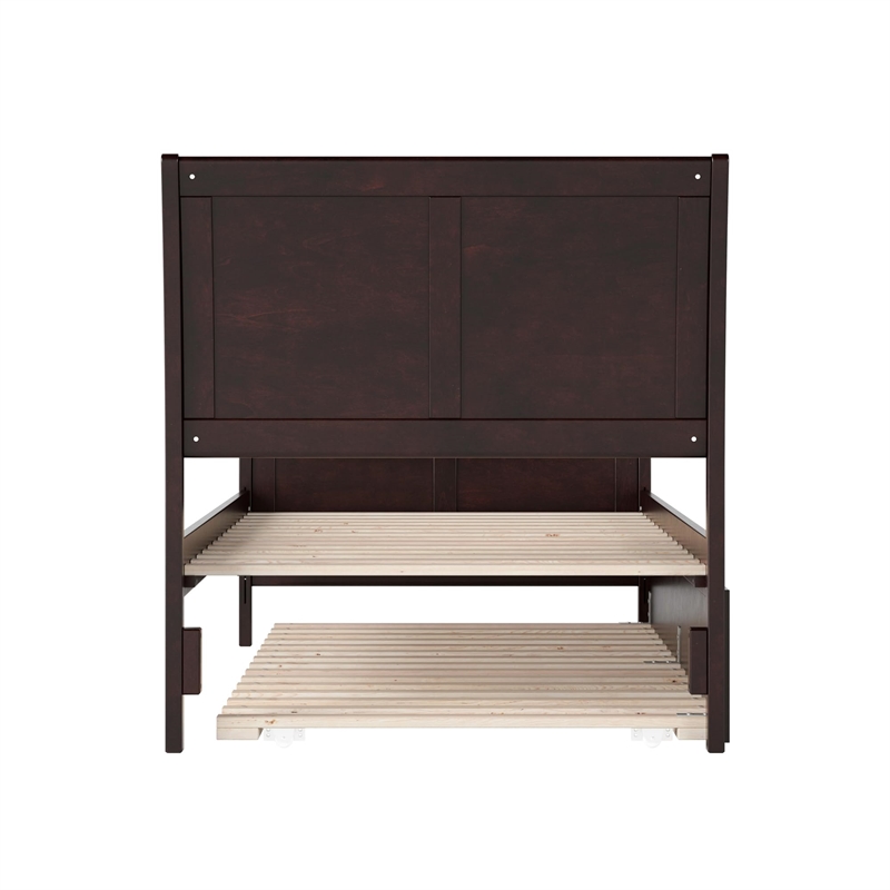 Pemberly Row Twin XL Platform Bed with Matching Footboard & Trundle in Espresso