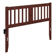 Pemberly Row Contemporary Slatted Wood Headboard Queen Walnut