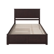 Pemberly Row Queen Wood Platform Bed with Footboard & Twin XL Trundle - Espresso