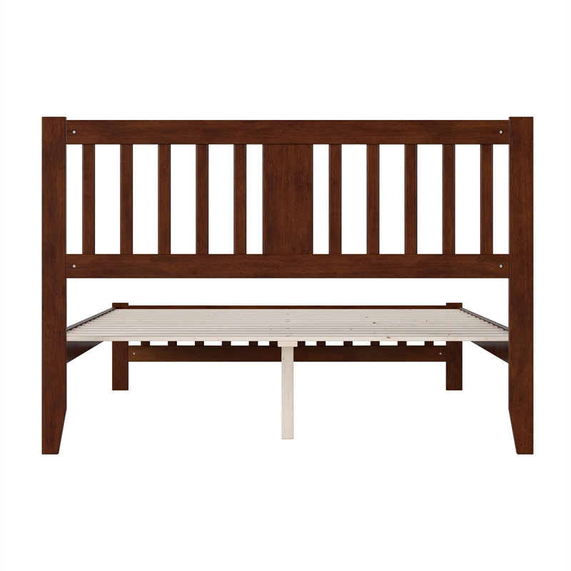 Pemberly Row Contemporary Wood Queen Platform Bed with Footboard in White