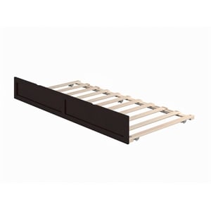 Pemberly Row Solid Wood Modern Twin Size Panel Trundle in Espresso