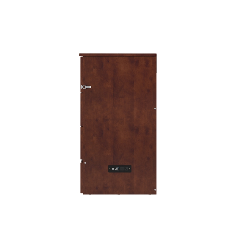 Pemberly Row Twin XL Solid Wood Modern Murphy Bed Chest with Mattress in Walnut