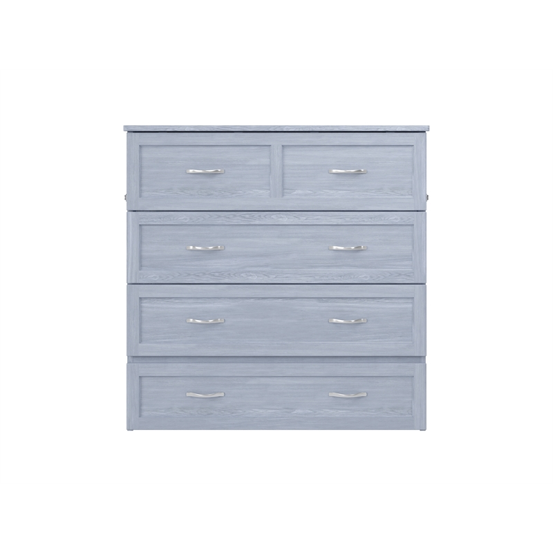 Pemberly Row Twin XL Solid Wood Murphy Bed Chest with Mattress - Driftwood