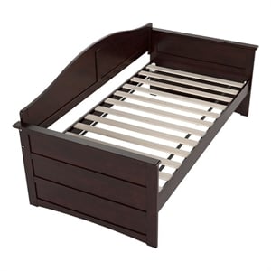 Pemberly Row Mid-Century Solid Wood Twin Daybed with Back Board in Espresso