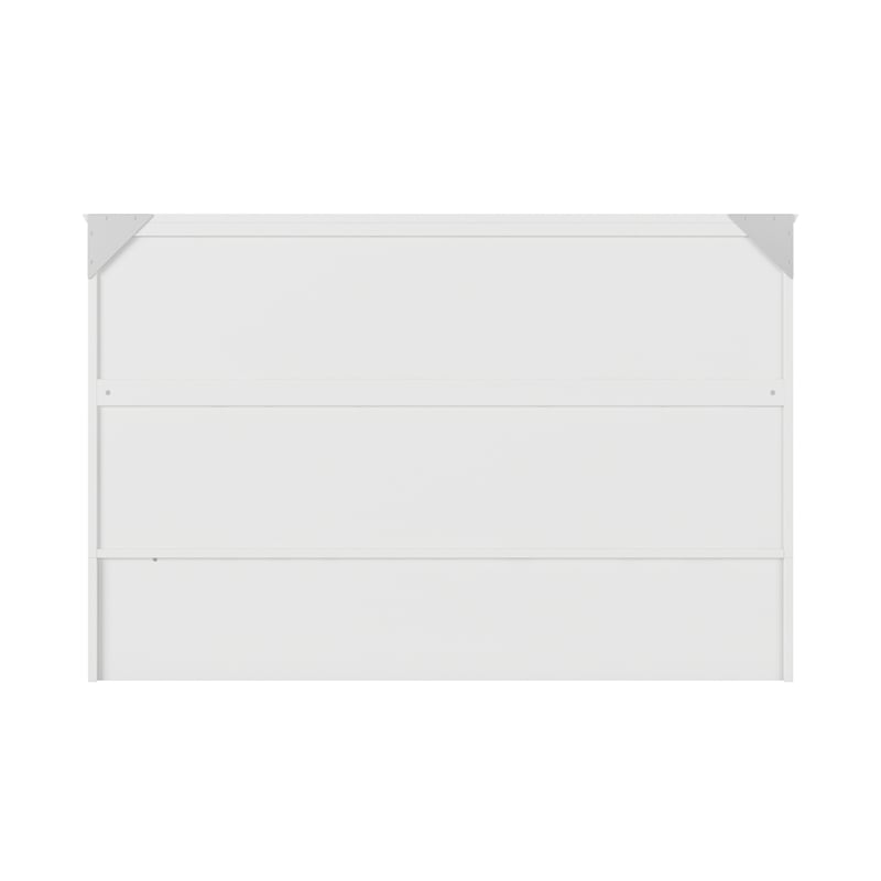 Pemberly Row Modern Queen Solid Wood Murphy Bed Chest with Mattress in White
