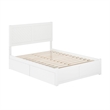 Pemberly Row Full Wood Platform Bed with Footboard & 2 Storage Drawers in White